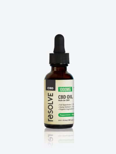 bottle of resolvecbd 1000mg peppermint oil
